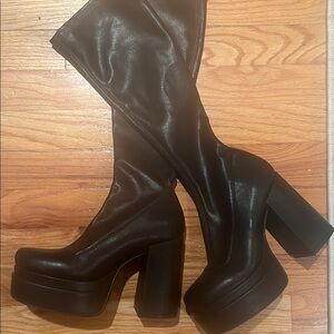 Steve Madden Black Platform Knee-High Boots